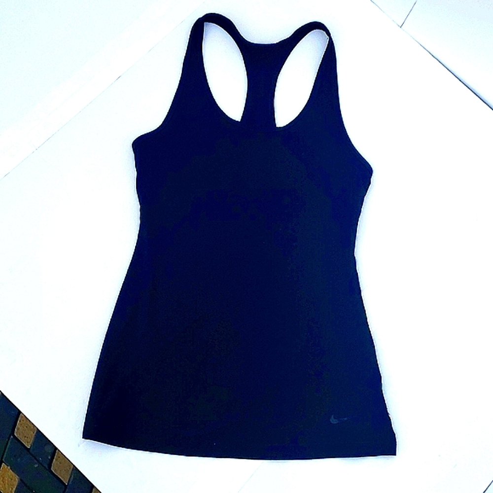 NIKE Black Cotton Racer Back Dri-Fit Tank Top Size S Excellent Condition!